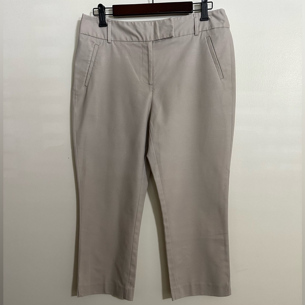 Charter Club Classic-Fit Beige Cropped Cotton/Polyester Casual Dress Pants, Sz 8